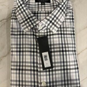 Banana Republic Gray and White Plaid Shirt